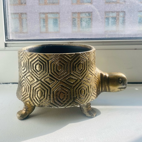 Anthropologie Other - ✨ Anthropologie RARE Idol Planter turtle tortoise gold brass
